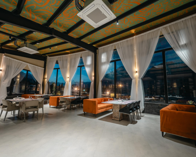 Baltoro fine dining restaurant at FortuNorth with mountain views